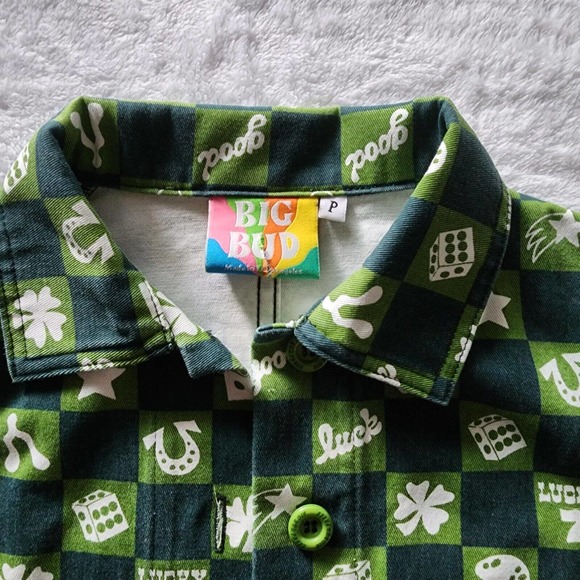 Size P Big Bud Press Work Jacket Lucky Green Print Pattern NWOT - Picture 12 of 13